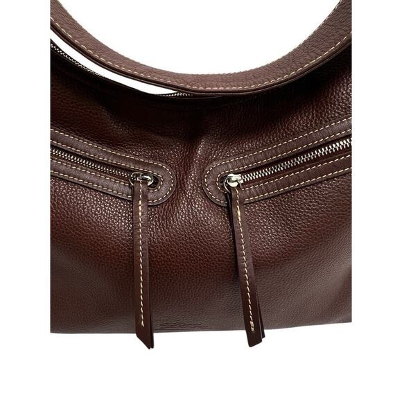 Longchamp Pebbled Genuine Leather Shoulder Bag Crossbody Brown 15X 10 Medium - Picture 7 of 12